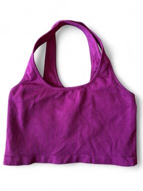 Spiritual Gangster M/L Purple Cropped sports Bra Ribbed Cross over Yoga Pilates